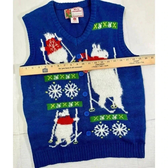 Blue Polar Bear Great Christmas Sweater Vest‎ Size Women’s  Men’s  Medium - Picture 3 of 6